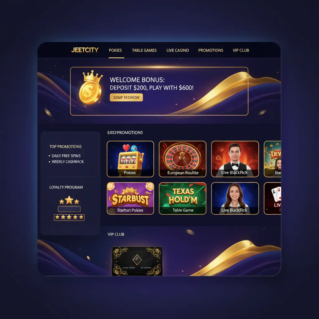 JeetCity Casino Glamour Interface